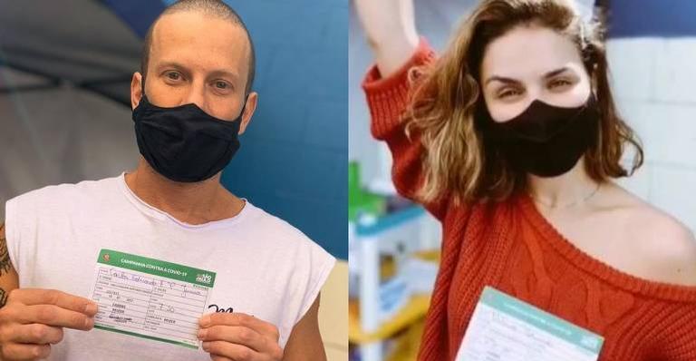 Dudu Pelizzari e Paloma Bernardi tomam primeira dose da vacina contra a Covid-19