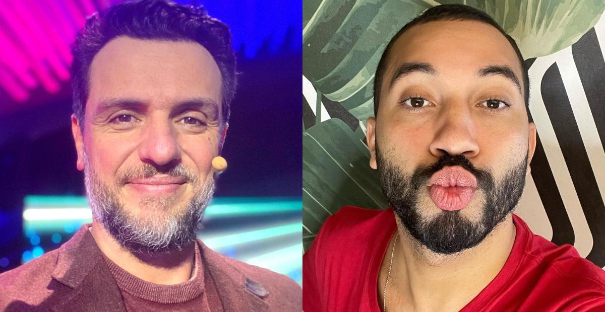Rodrigo Lombardi dá beijão em Gil do Vigor durante gravações do ‘The Masked Singer BR’