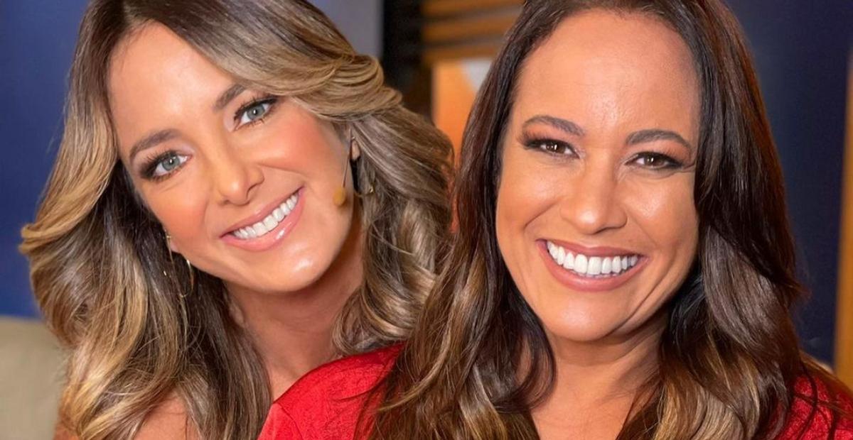 Ticiane Pinheiro reencontra Renata Alves nos bastidores do Hoje em Dia: ”Matando a saudade”