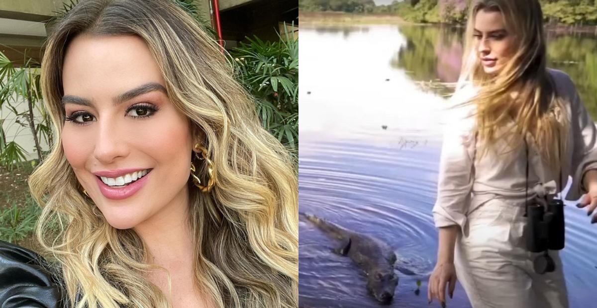 Fernanda Keulla escapa de ataque de jacaré durante gravação no Pantanal