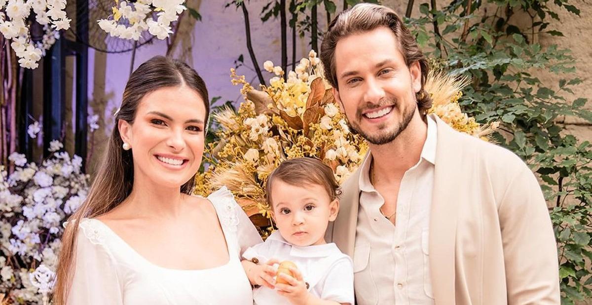 Kamilla Salgado e Eliéser Ambrósio mostram a festinha de 1 ano de Bento
