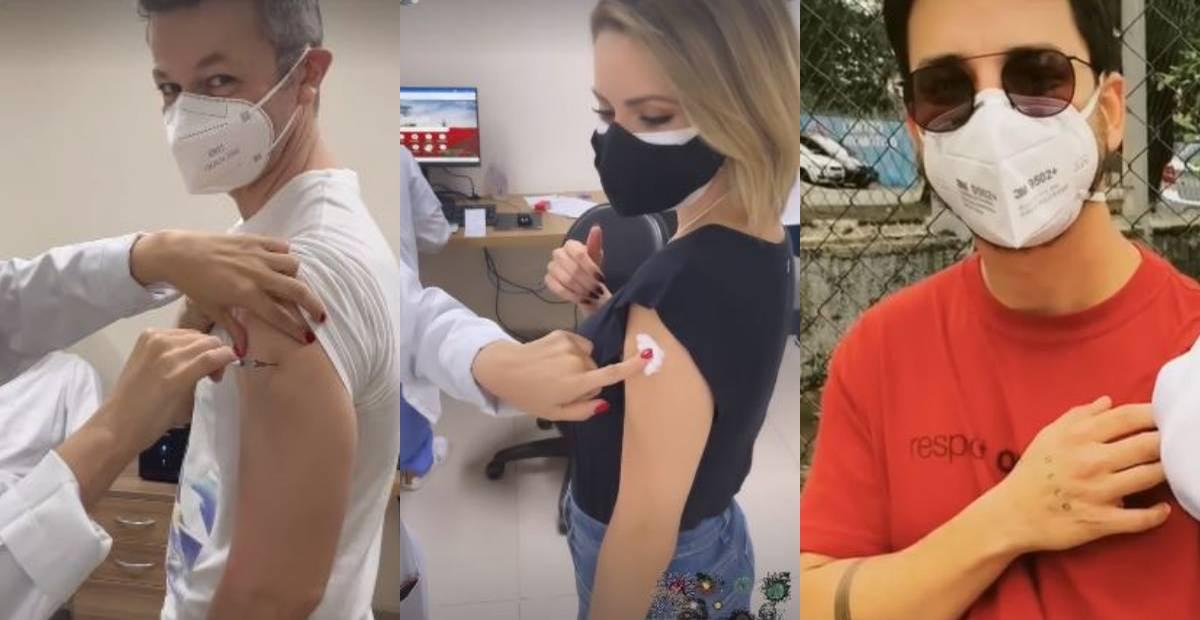 Lucas Lima, Sandy e Junior recebem a segunda dose da vacina contra a covid-19 e comemoram na web