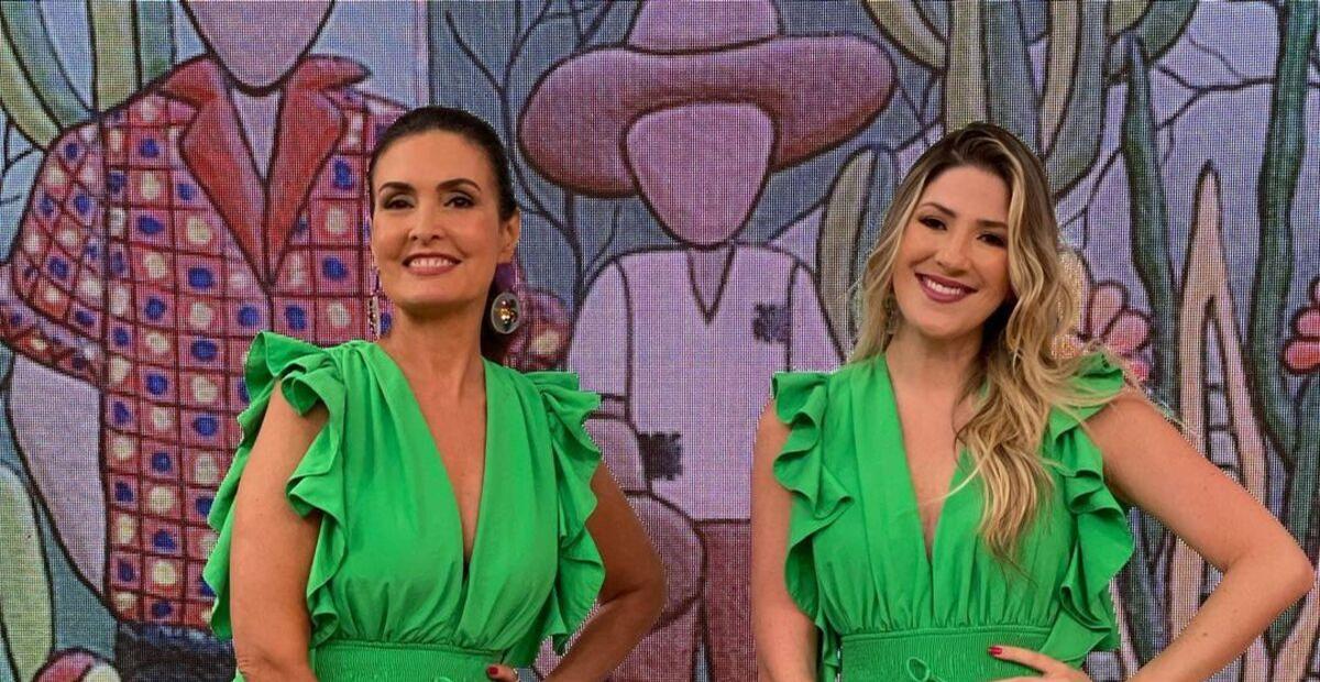 Fátima Bernardes e Dani Calabresa usam looks iguais: ”Ganhei uma irmã gêmea”