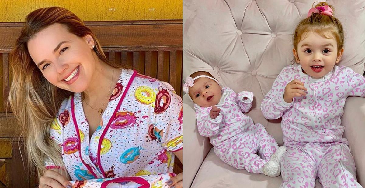 Thaeme Mariôto compara cliques das filhas usando a mesma roupa: ”Minhas princesas!”