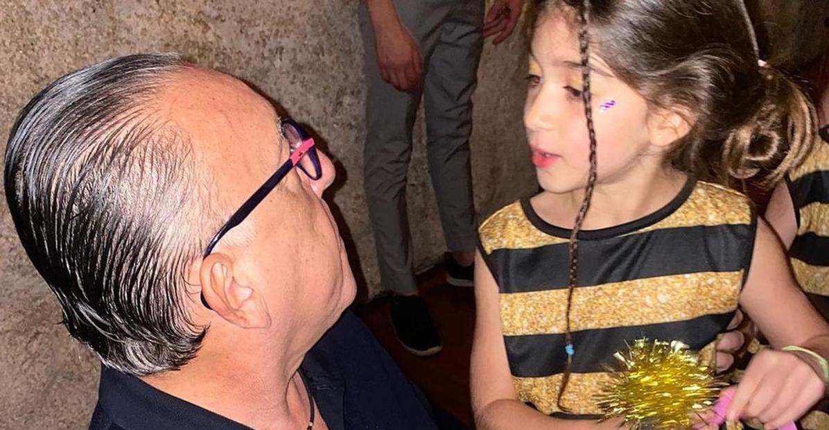 Galvão Bueno celebra sete anos de sua neta, Milla: ”Vovô te ama muito”