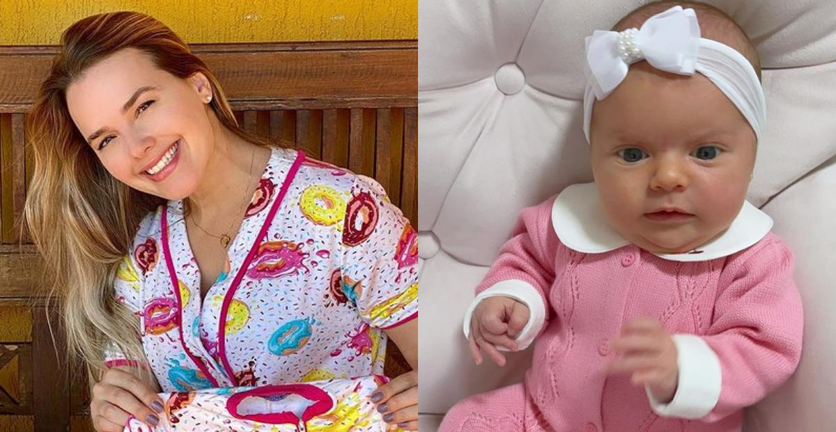 Thaeme Mariôto se derrete ao postar cliques fofos da filha, Ivy: ”Bonequinha da mamãe!”