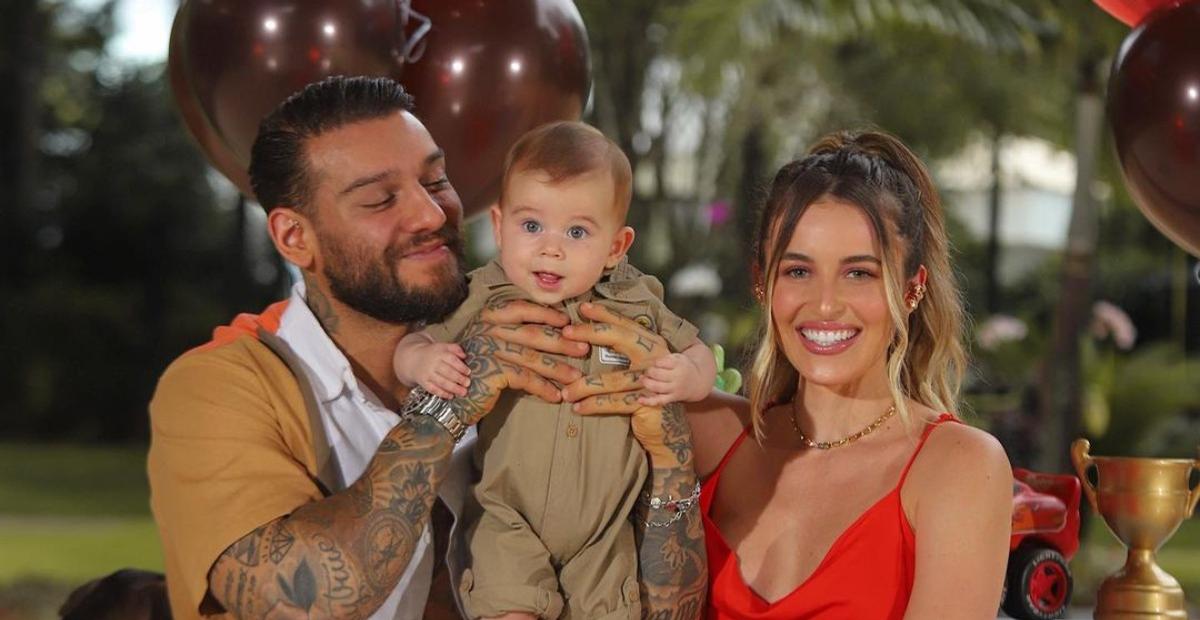 Lucas Lucco e Lorena Carvalho celebram 7 meses de Luca com festa temática: ”Maior amor do mundo”