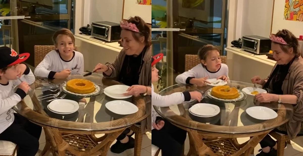 Avó coruja, Regina Duarte curte momento com os netos e deixa web apaixonada