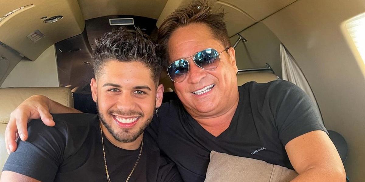 Zé Felipe encanta ao dividir clique com o pai, Leonardo, e se declara: ”Meu gato!”