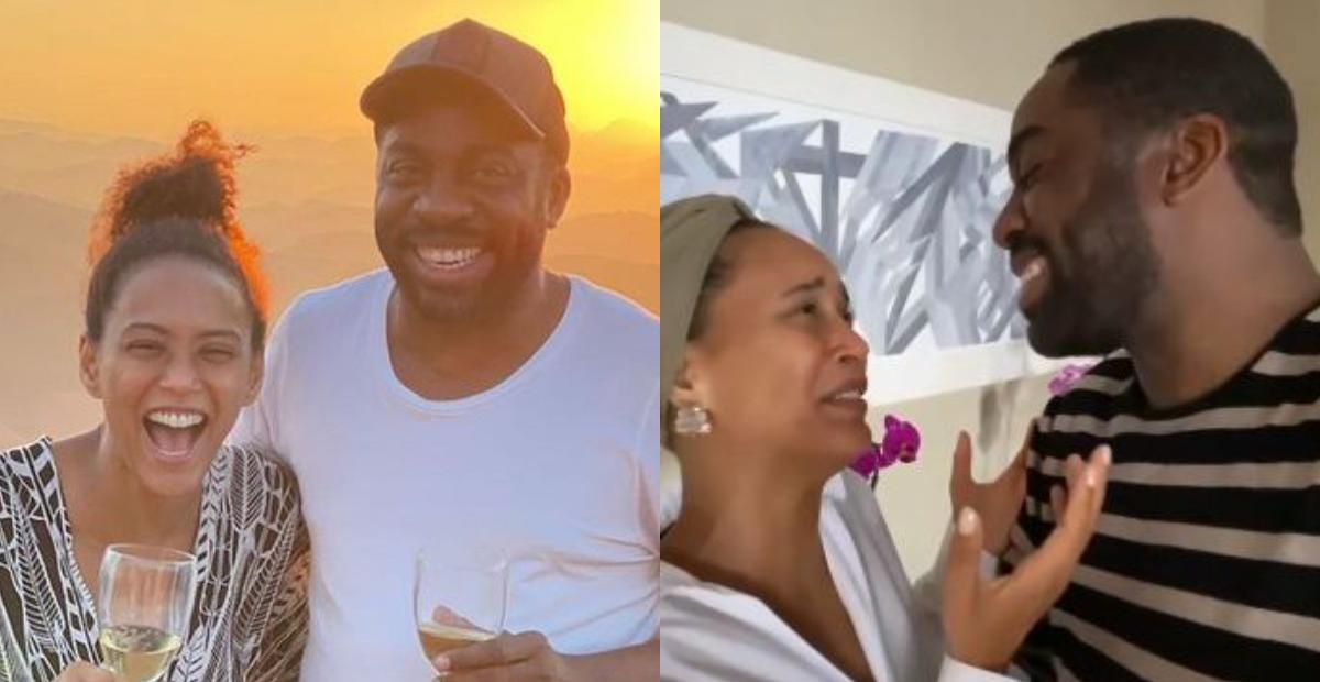 Taís Araujo e Lázaro Ramos mostram bastidores de beijo cinematográfico e divertem: ”Nada técnico”