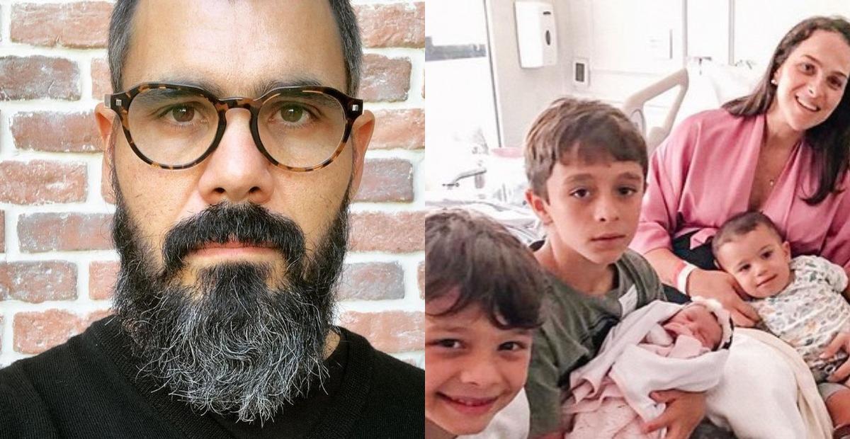 Juliano Cazarré reúne os quatro filhos em clique e seguidores elogiam: ”Criançada bonita”