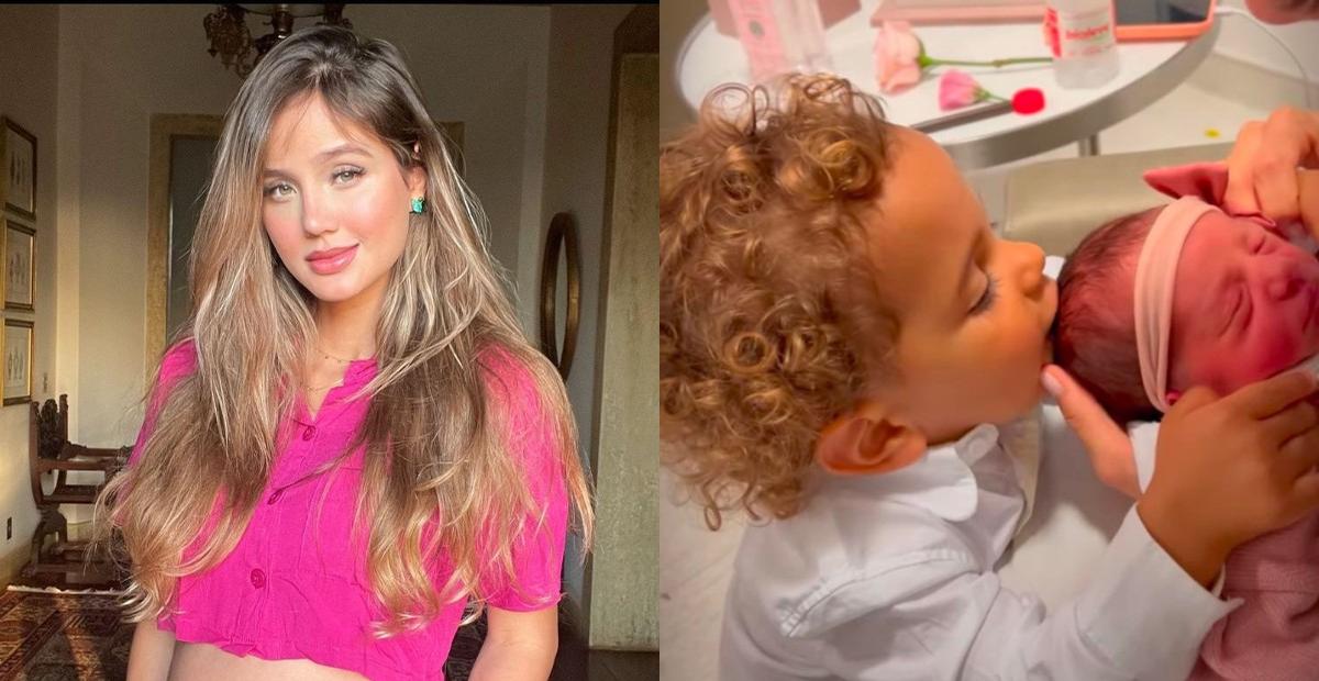 Biah Rodrigues explode o fofurômetro ao mostrar Theo fazendo carinho na irmãzinha, Nanda