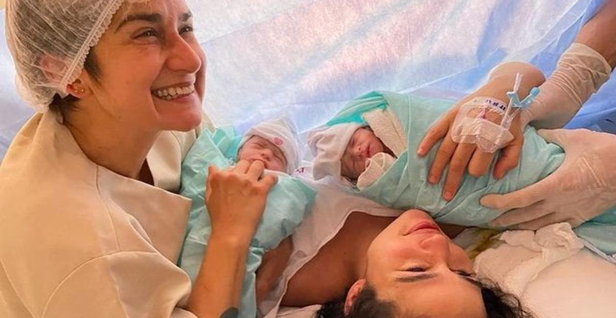 Lan Lanh compartilha cliques inéditos do parto das gêmeas com Nanda Costa: ”O maior show da vida”