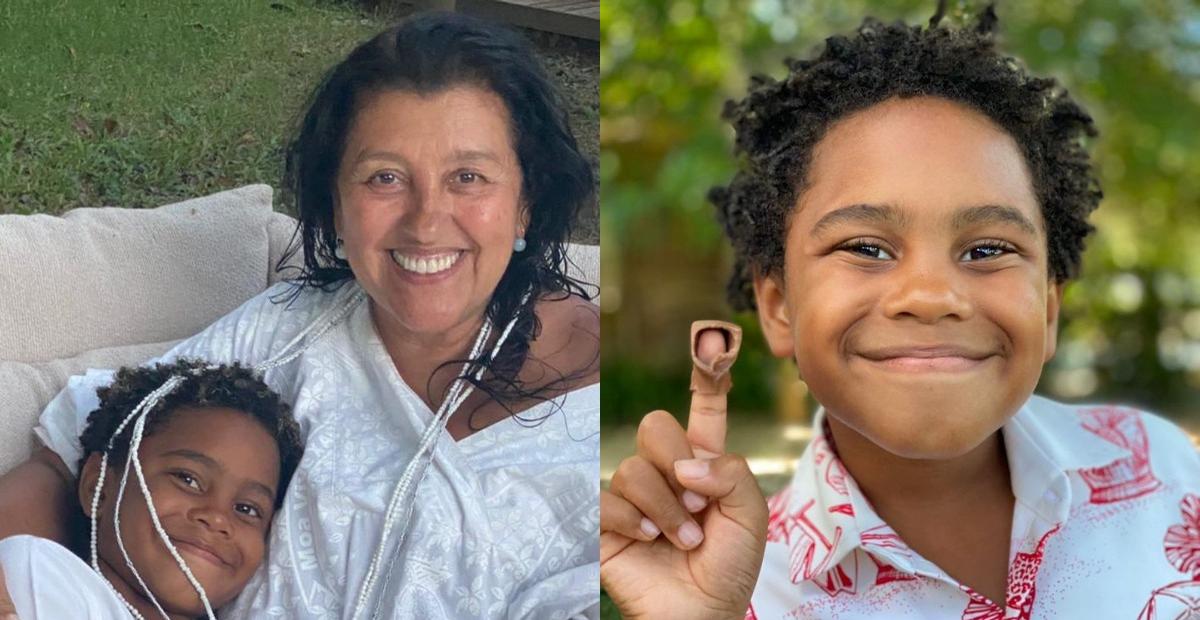 Regina Casé compartilha momento de diversão com o filho, Roque, na cama e celebra: ”Sextou”