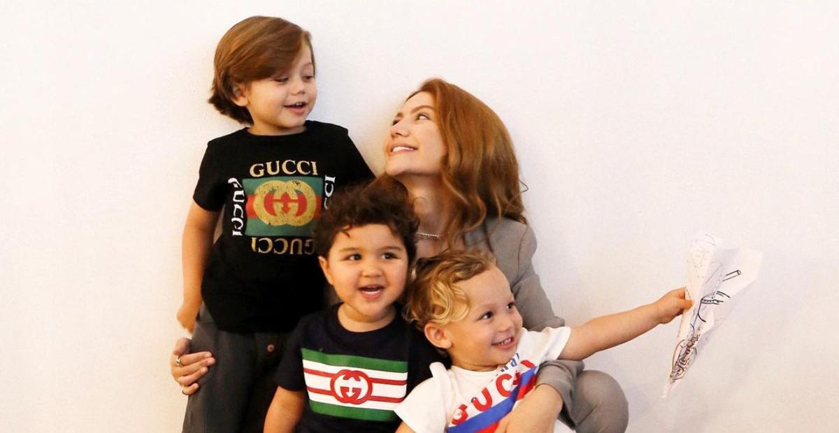 Sarah Poncio publica fotos com José, João e Josué: ”Minha vida”