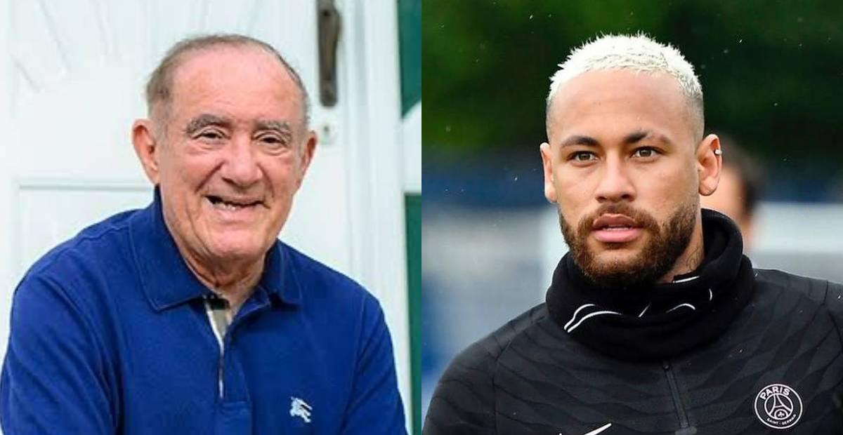 Renato Aragão posta clique antigo com Neymar Jr. e manda recado após lesão: ”Melhoras!”