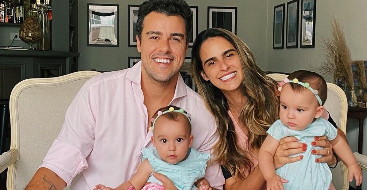 Marcella Fogaça e Joaquim Lopes celebram nove meses das filhas: ”Amamos vocês”