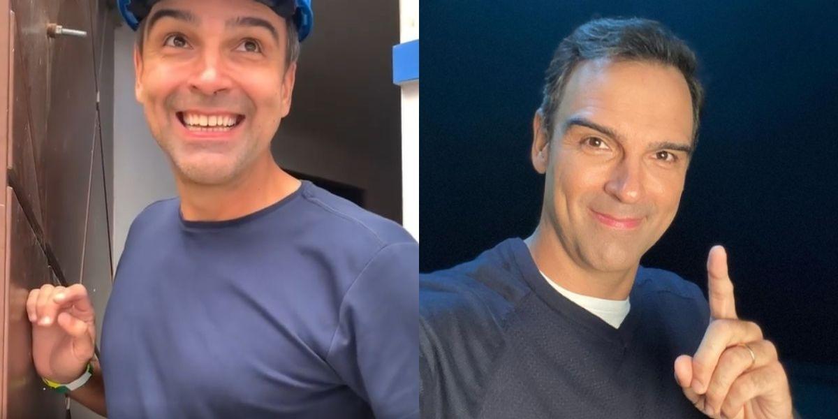 Emocionado, Tadeu Schmidt entra pela 1ª vez na casa do ‘BBB 22’