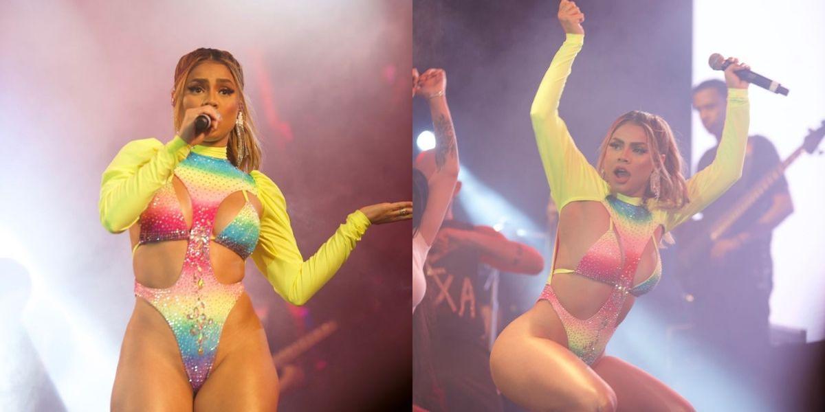 Lexa aposta em body neon fio-dental para show no Rio de Janeiro