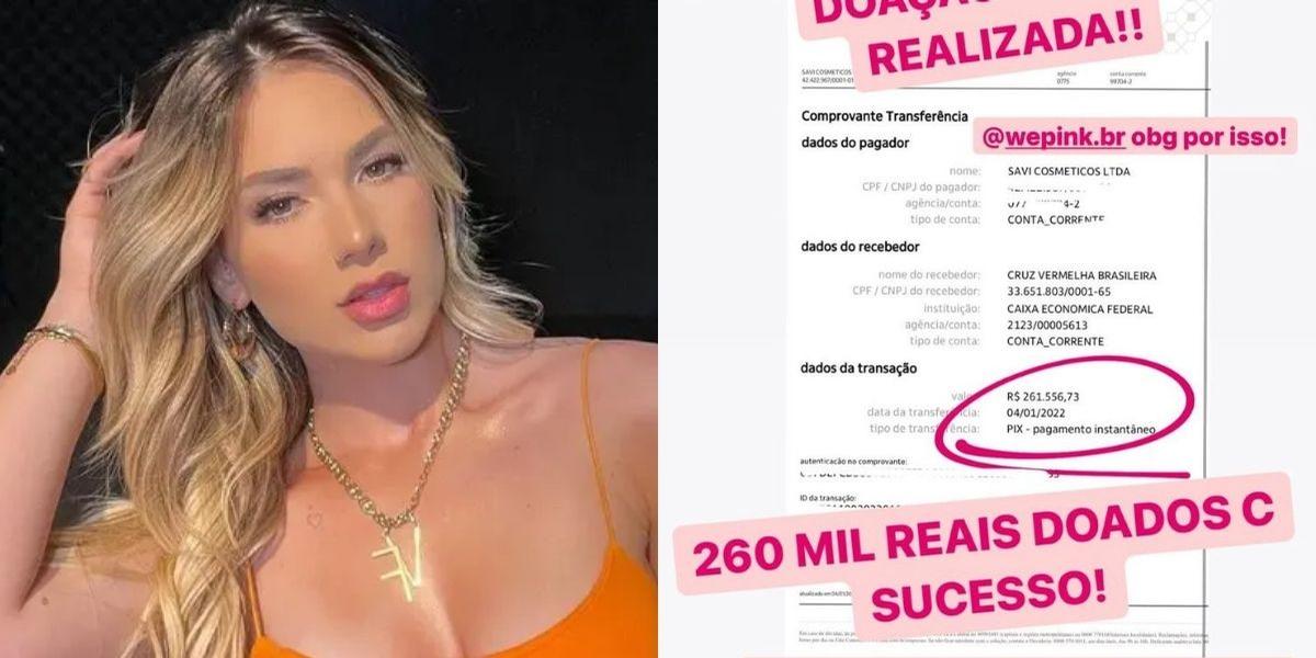 Virgínia Fonseca faz doação de R$ 260 mil para vítimas das chuvas na Bahia: “Começando 2022″