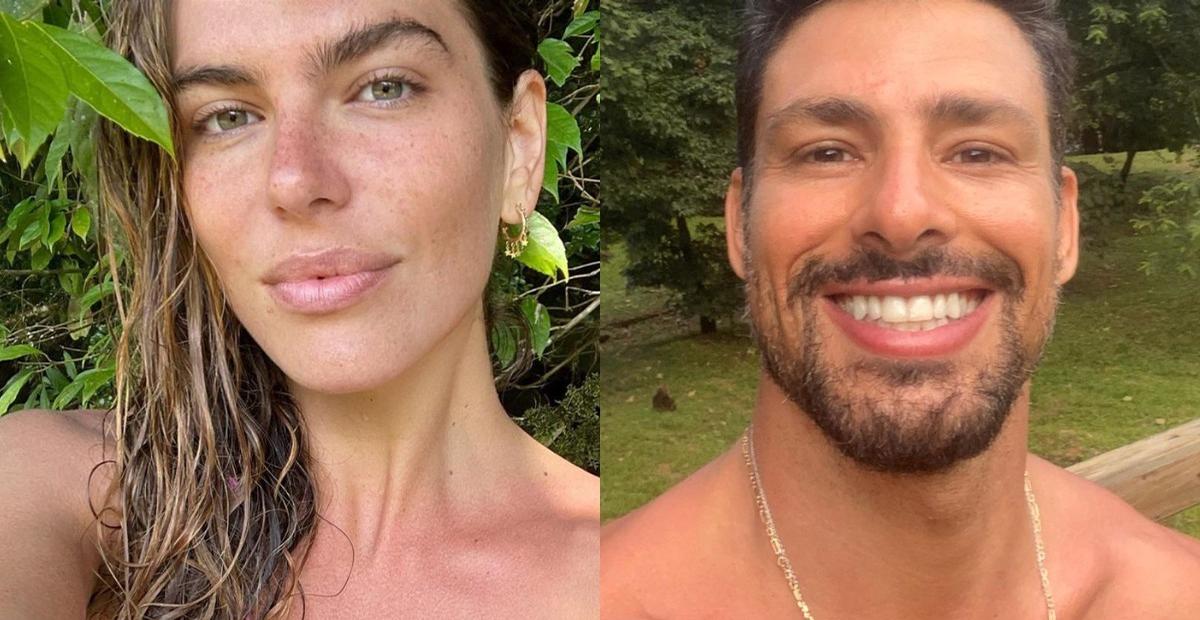 Mariana Goldfarb esbanja beleza natural e faz topless ao curtir cachoeira com o marido, Cauã Reymond